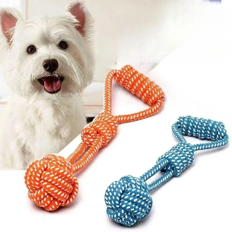 1pc Durable Dog Rope Toy with Ball - All-Breed Chew and Tug Plaything Random Color Selection