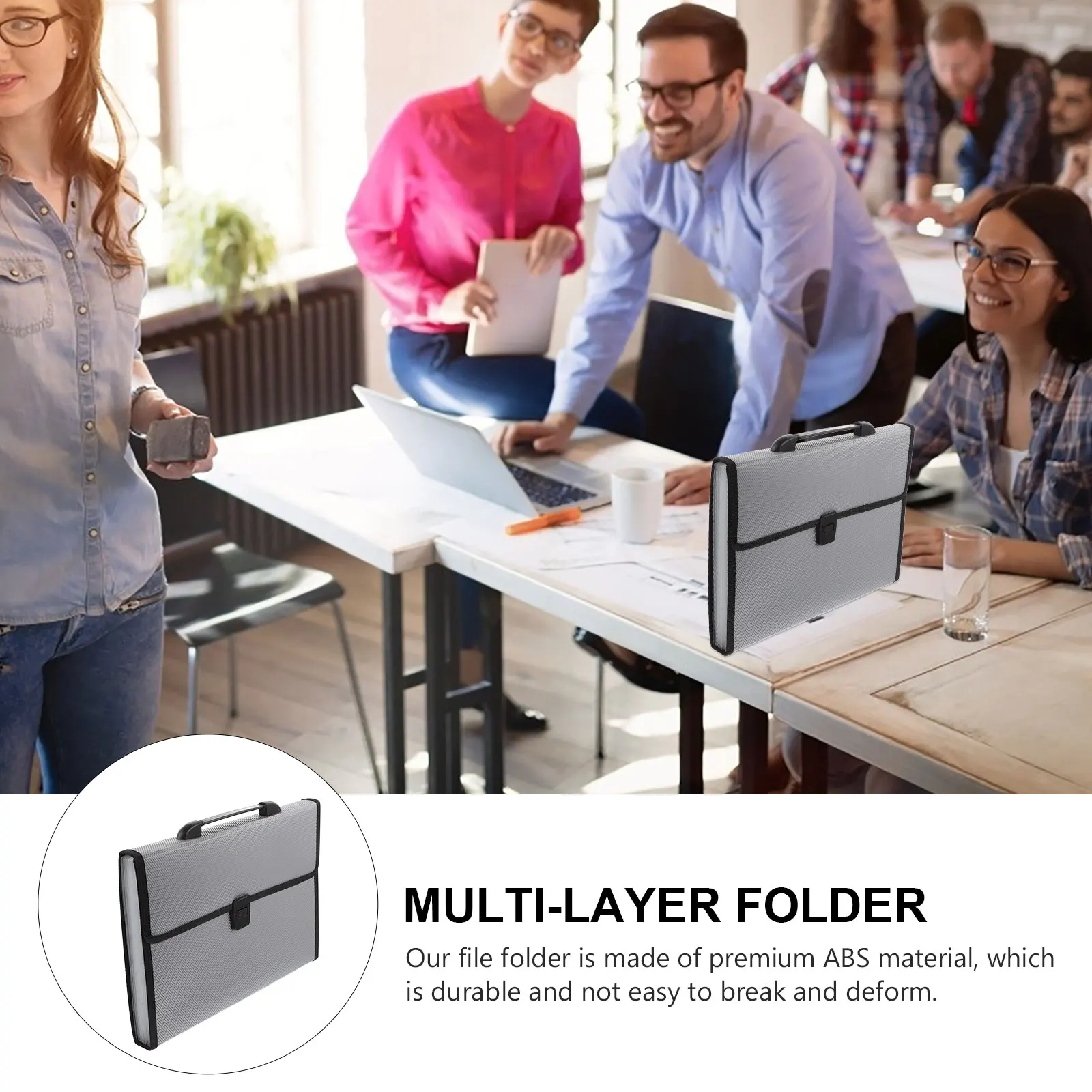 

Document Folder ABS Material File Organizer Multi-layer Paper Storage Bag Accordion Type Home Office Use