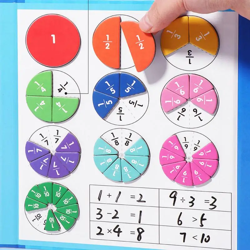 Magnetic Fraction Learning Math Toy Montessori Arithmetic Teaching Aids Wooden Book Educational Toys For Children birthday Gift