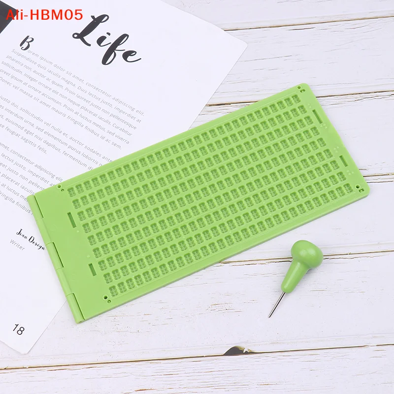 (HB05)1Set 9 Lines 30 Cells Practical School Plastic Braille Portable Writing Slate With Stylus