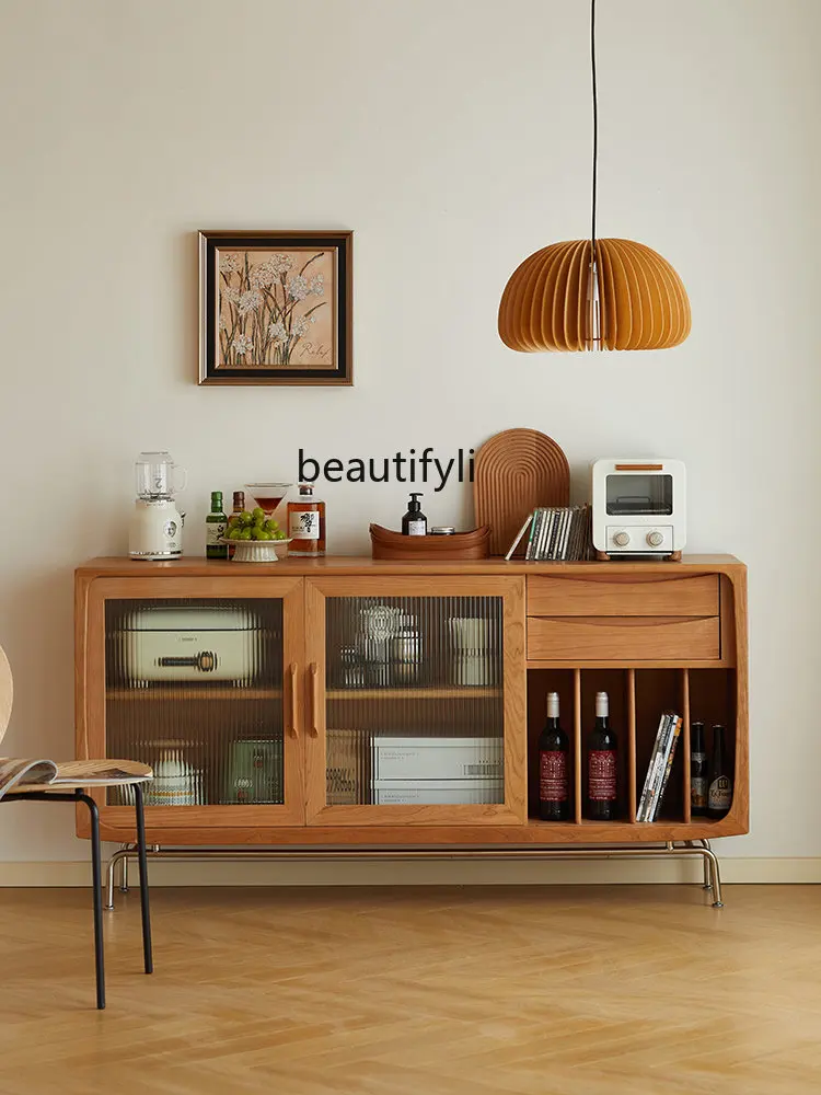 

Solid Wood Sideboard Japanese-Style Cherrywood Furniture Mid-Ancient Side Cabinet Wine Cabinet Kitchen Storage Locker