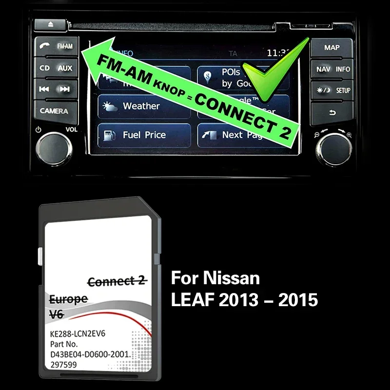 for Nissan LEAF 2013 - 2015 Connect2 Sat Nav GPS Europe UK SD C2V6 Map Navigation Card