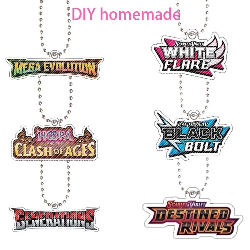 

Pokemon Full Series English Version Keychain Bag Pendant Anime Mega Evolutions Sv10 Sv11 Sv9 151 Logo Acrylic Keychain Pendant