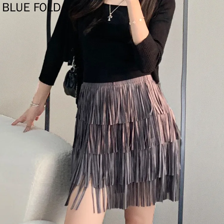 Miyake Pleated High-grade Tassel Short Skirt Temperament Commuting All-match Fashion A-line Skirt Female Autumn New Style