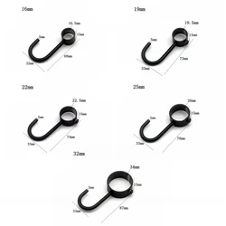 2pcs Tube Rod Hooks Stainless Steel Round Hole Hangers Black 16mm/19mm/22mm/25mm/32mm Kitchen Utensil Bathroom Space Organizer