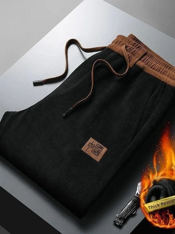 

Thiened Fce антихолодные теплые повседневные брюки мужские осенне-зимние вельветовые спортивные свободные прямые длинные брюки