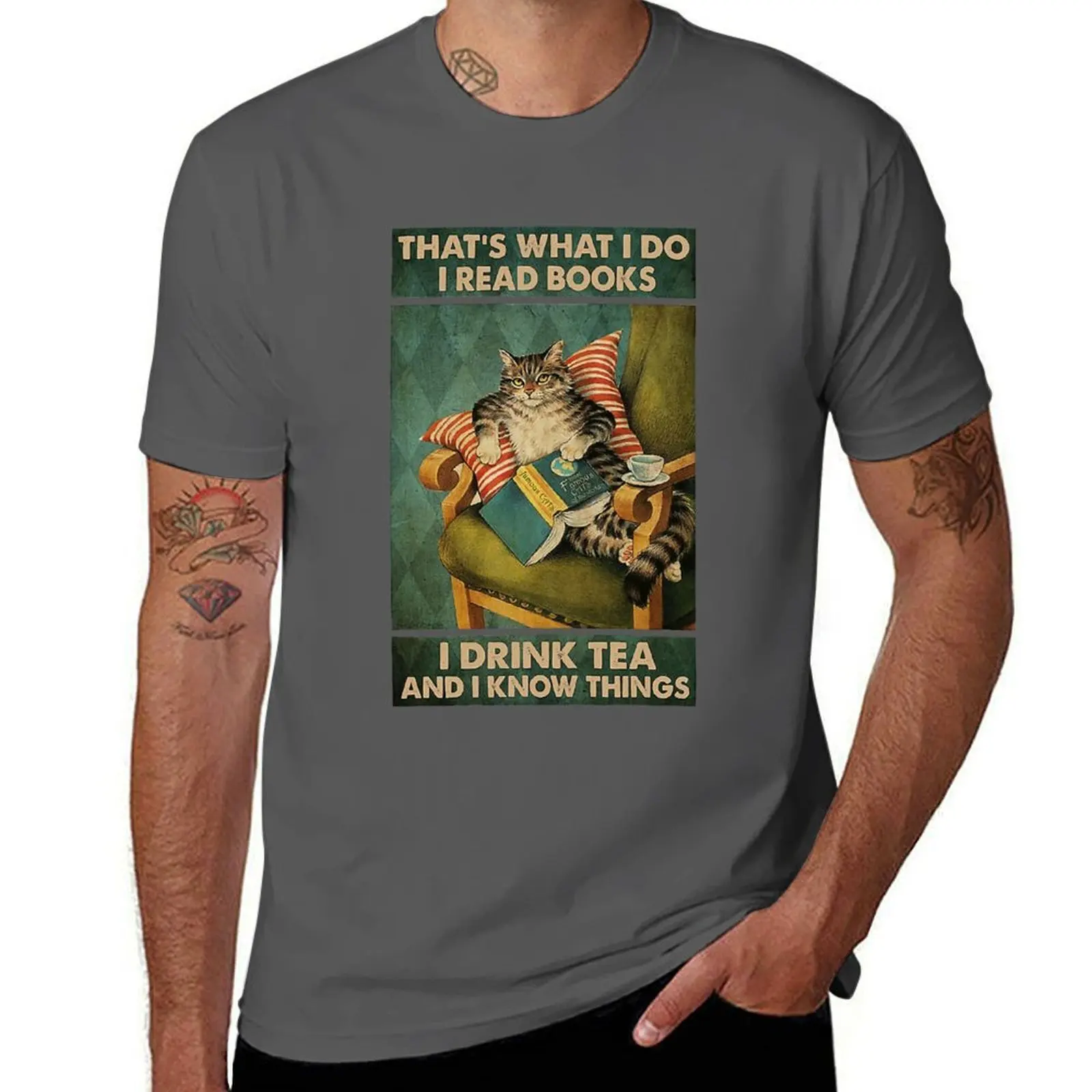 

That's what i do i read books i drink tea and know things cat lover gifts T-Shirt Christmas Theme Tee Top
