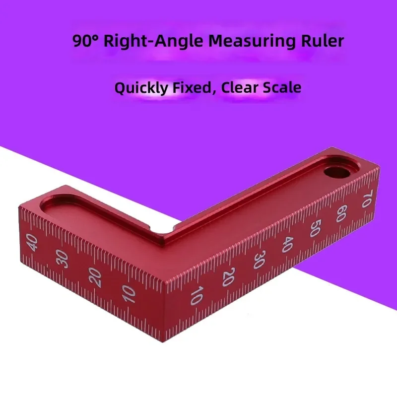 L Angle Ruler Aluminum Alloy Woodworking Tool Small Red Right Angle Positioning Ruler with Scale Quick Fixing Scriber