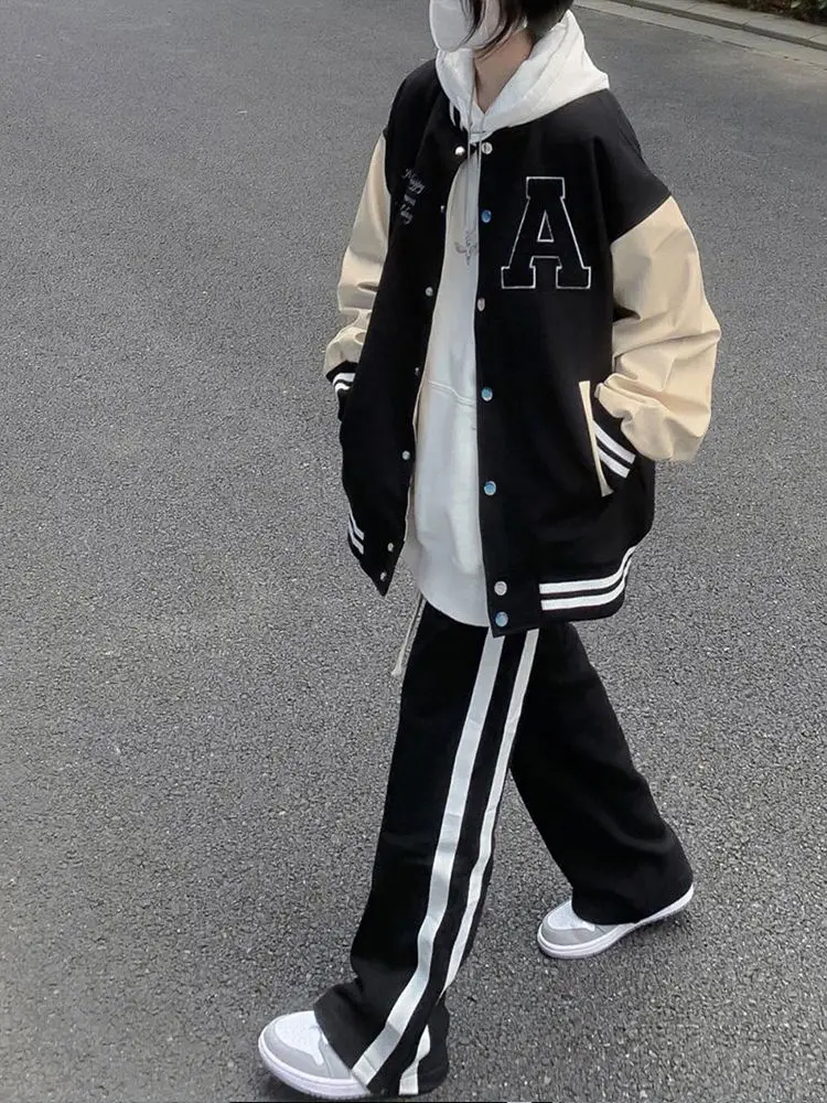 

Бейсбольные куртки с вышивкой, женские карманы для йоги, с длинными рукавами, противоветровая верхняя одежда с воротником, кашемировые однотонные формальные экипажи в стиле ретро