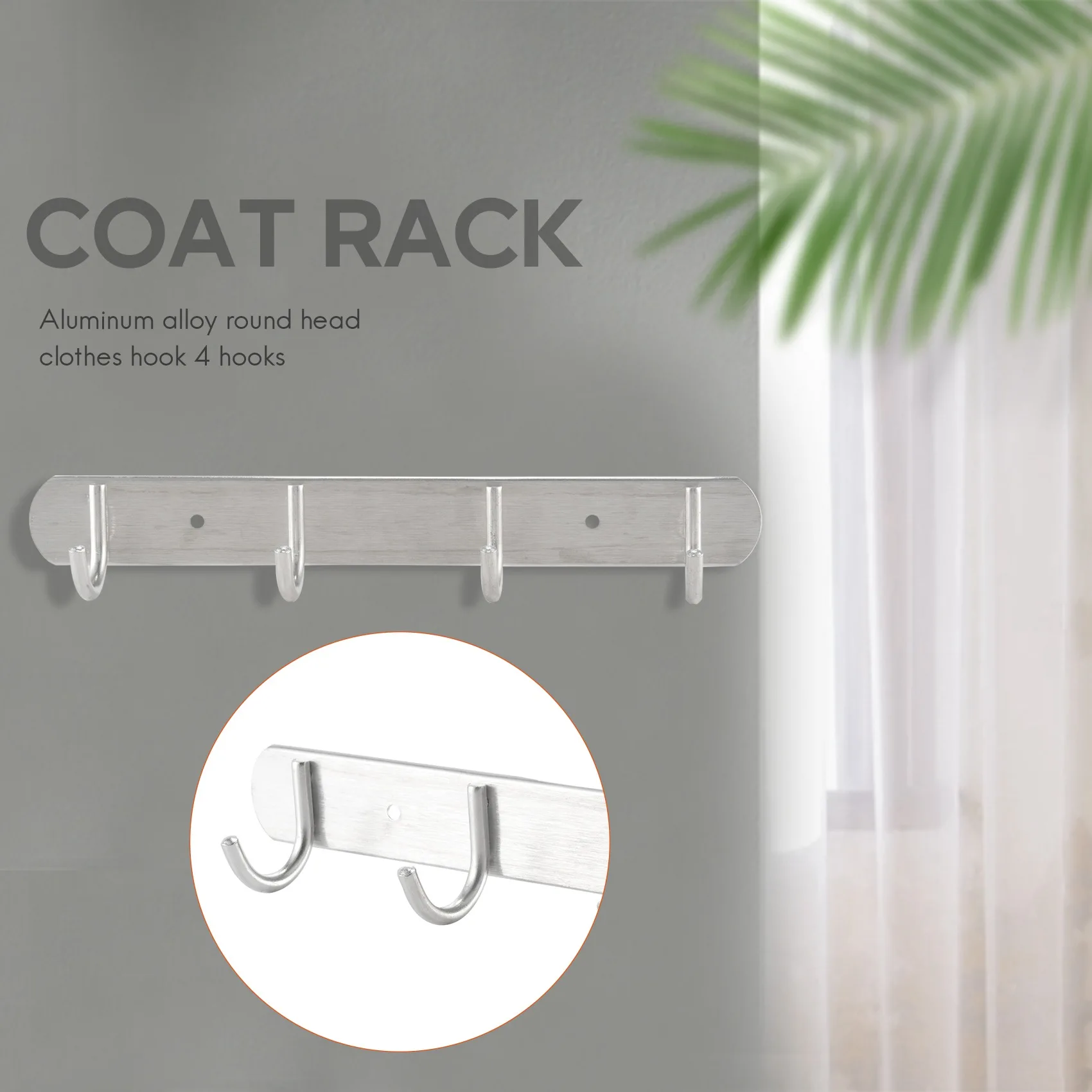 Aluminium Alloy 4 Hanger Towel Hat Coat Clothes Wall Mount Rack Hook