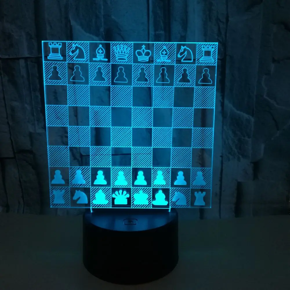 Chess 3d Led Lamp For Bedroom Customizable Physical Culture Club Logo Writable Name Superstar Night Light Gift For Friends