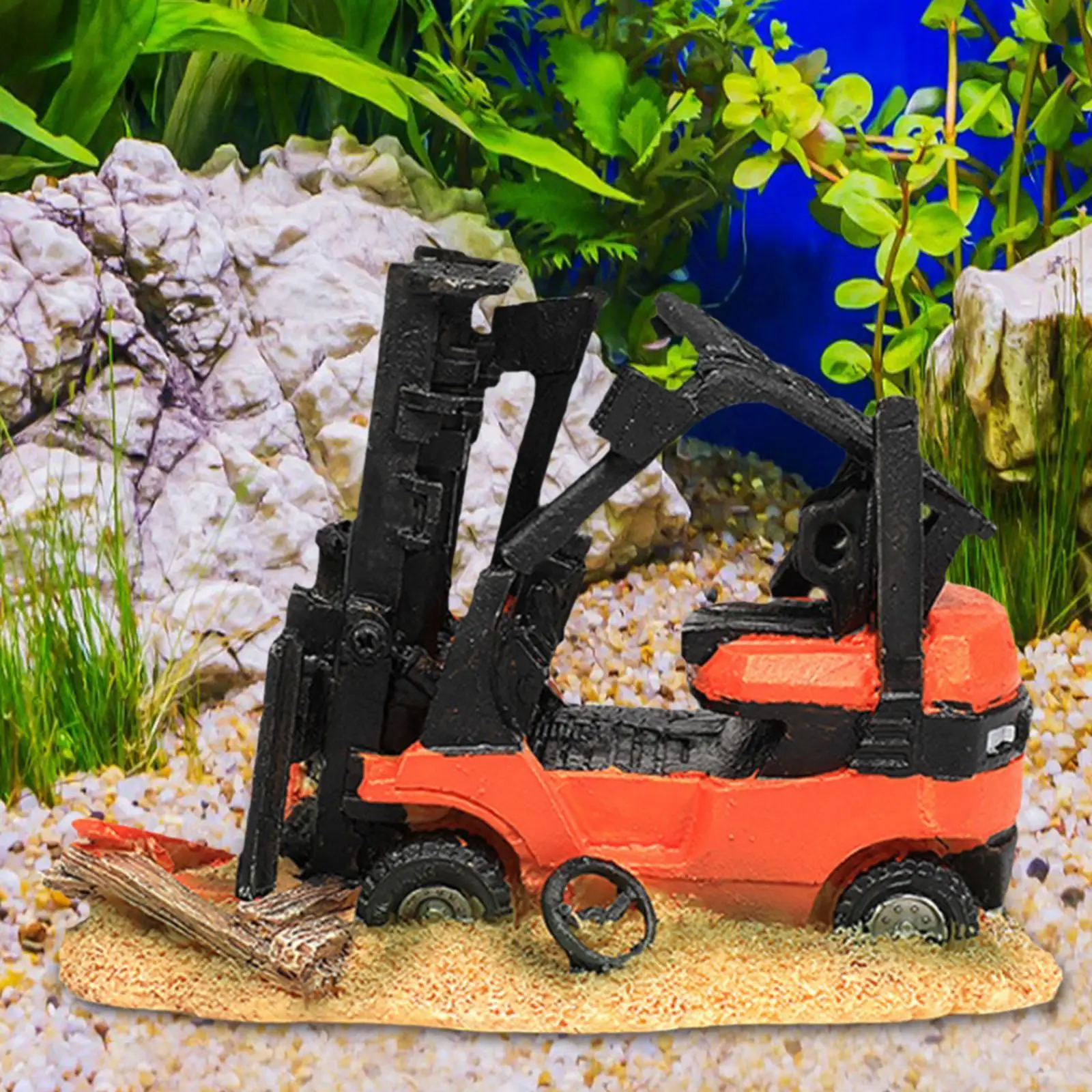 

Fish Tank Decoration Forklift Statue Fish Toy Hideaway Underwater Fish Cave Aquarium Ornament Micro Landscape for Small Fish