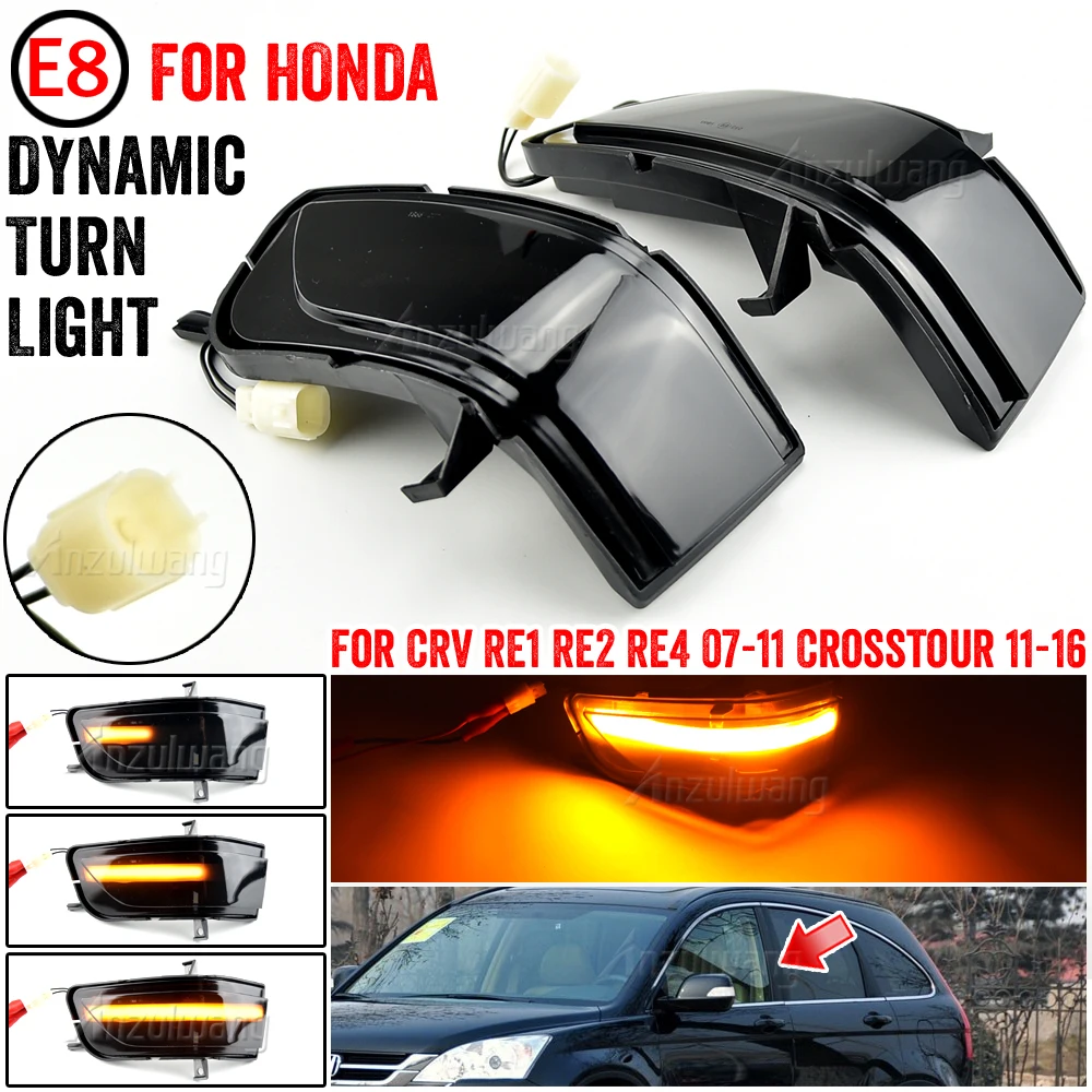 

Pair Dynamic LED Side Door Wing Turn Signal Light Mirror Indicator Lamp Blinker for Honda CRV CR-V 2007-2011 Crosstour 2011-2016