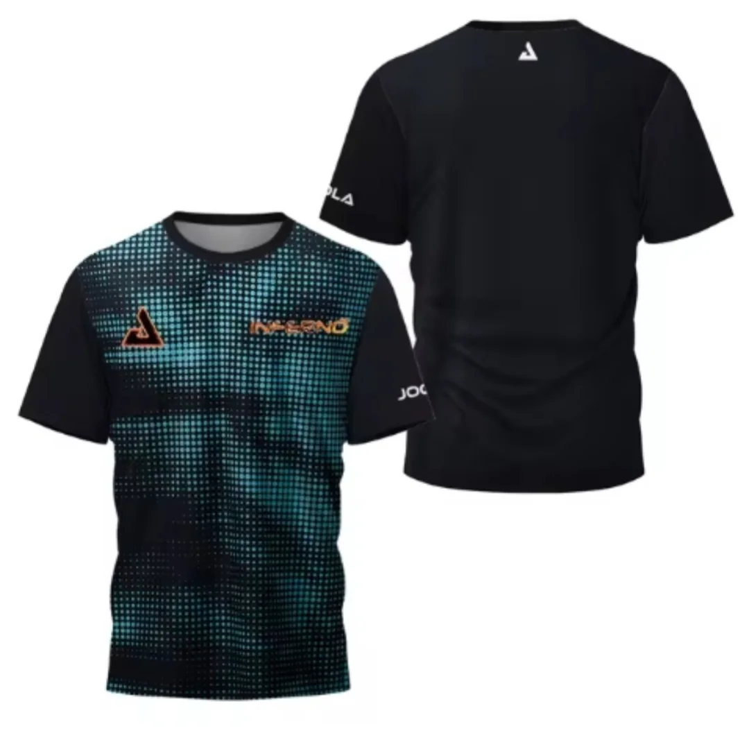 Summer fashion new table tennis printed short sleeved men\'s badminton fast drying fitness breathable round neck loose T-shirt