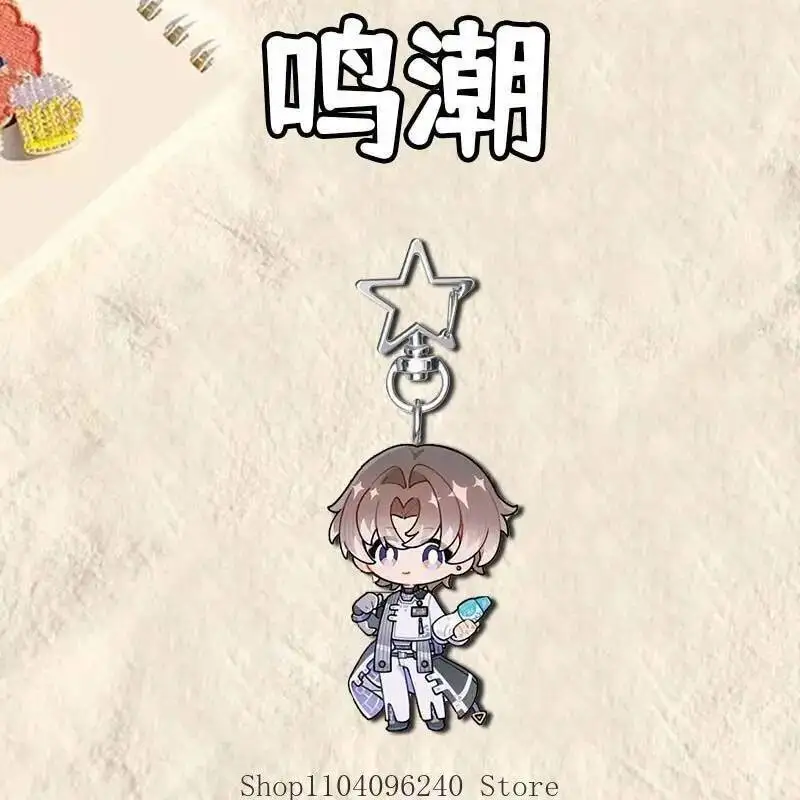 أنيمي لعبة Wuthering موجات أنيمي تأثيري الاكريليك المدرسية مفتاح سلسلة قلادة سلاسل المفاتيح لعبة على ظهره