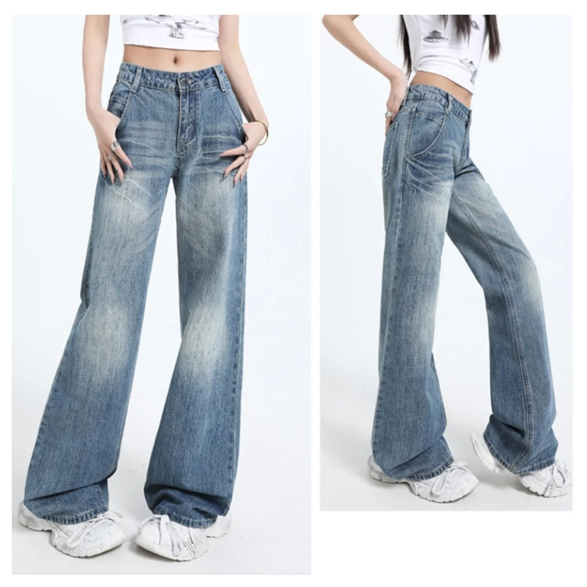 

Women's Fashionable Low-Waisted Bootcut Jeans American Retro Horse Hoof Pants Slim Fit Commuting Trousers
