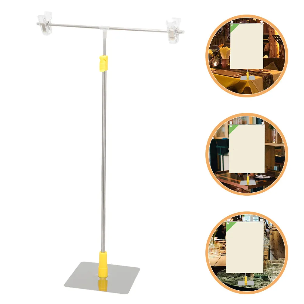 Adjustable Metal Poster Stand Stainless Steel T Shaped Banner Holder Clip Indoor Outdoor Floor Table Advertising Display Sign