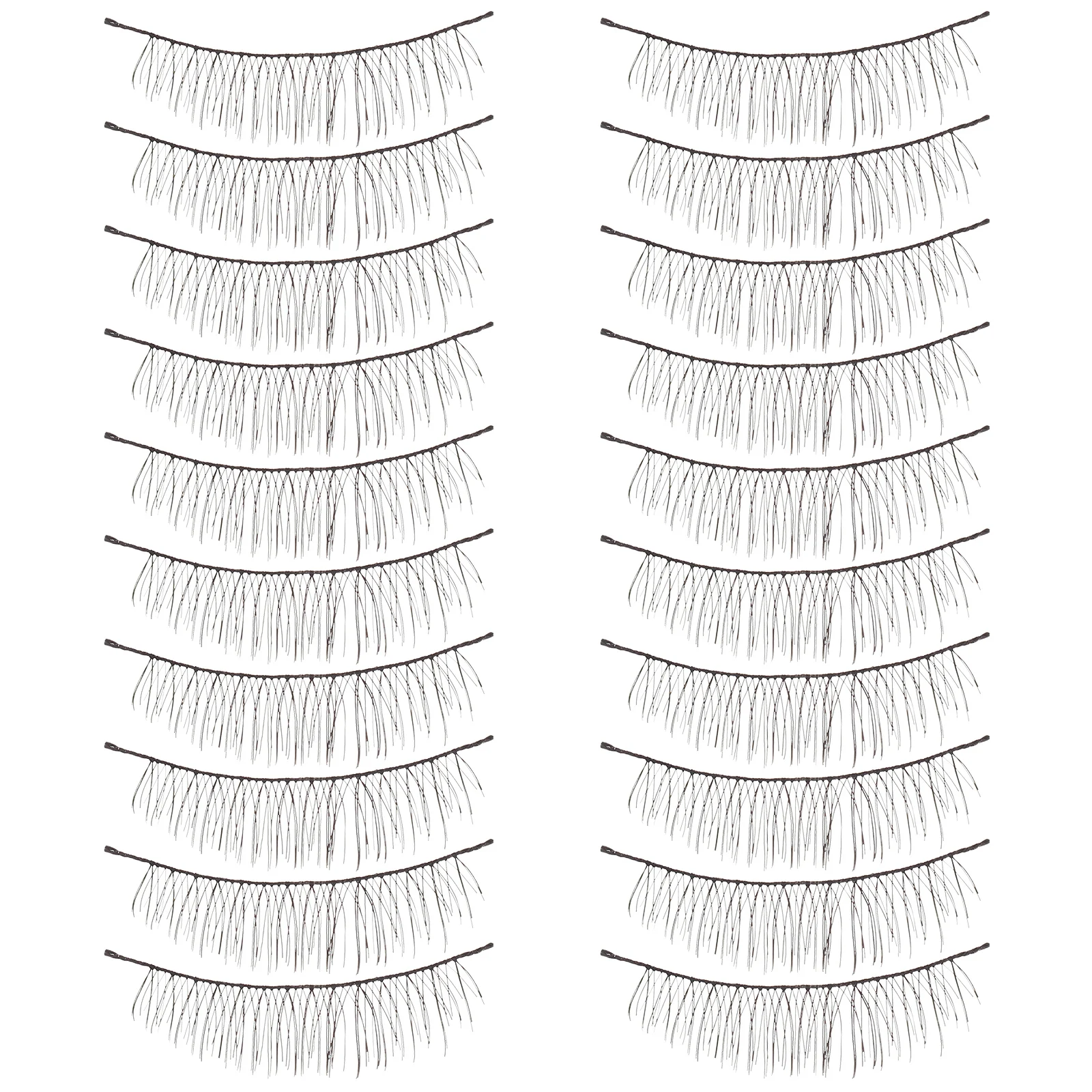 

10 Pairs False Eyelashes Handmade Long Natural Voluminous Artificial Fiber Black Soft Backbone Reusable Professional Home Use