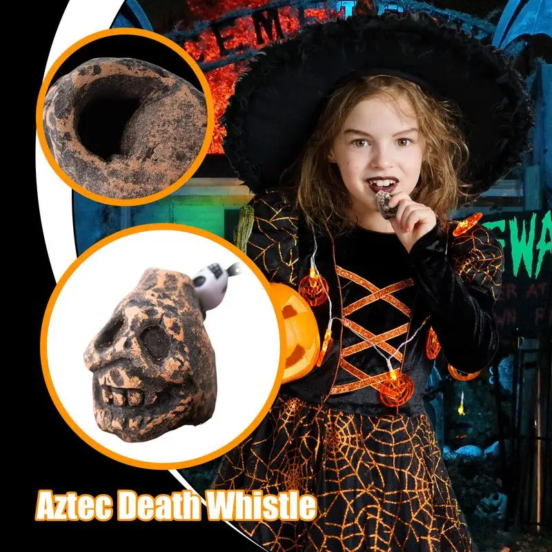 Death Whistle Human-Like Sounds Screaming Death Whistles Human Cry Collectible Aztec Skull Art & Decor For Halloween & Outdoors