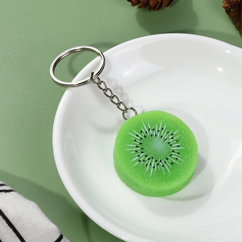 Fun Simulation Fruit Meat Kiwi KeyChain Food KeyRing Friend Gift Women Man Accessories Jewelry Pendant