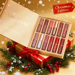 SAM SUGAR 12-Color Lip Gloss Lipstick Set Liquid Matte Velvet Women's Makeup Long-Lasting Waterproof Christmas gift