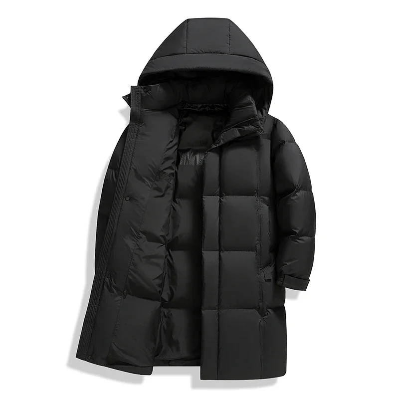 High Quality Winter Warm Men's Long-Length 90% Duck Down Jackets Outwear Casual Solid Color Windproof Thick Puffer Coat Clothing