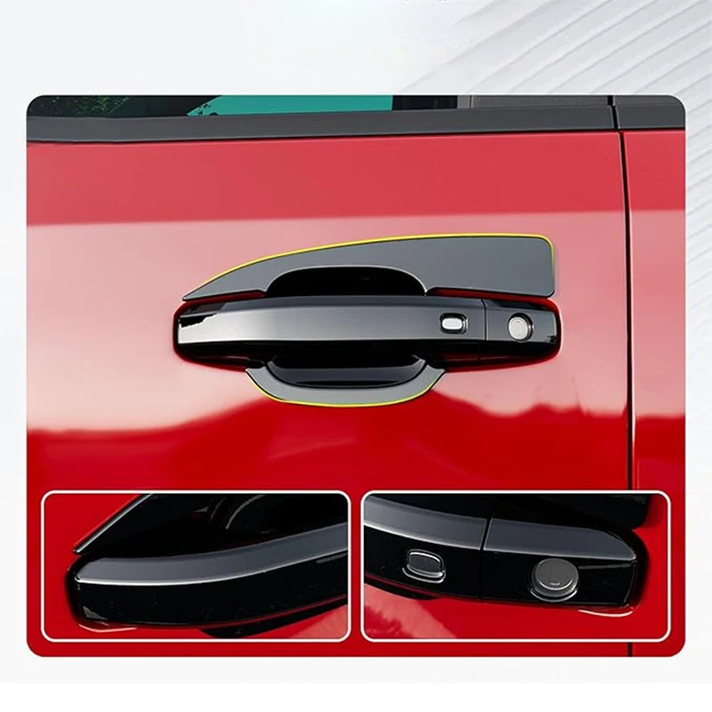 ⭐Genuine⭐ Intelligent Door Bowl Handle Cover For Chevrolet Silverado 2020-2024 Carbon Fiber Chrome Silver Glossy Black Styling - view 3