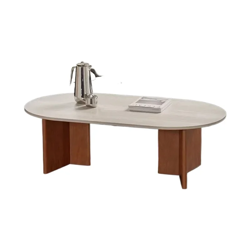 

New red and white coffee table, travertine rock slab is resistant to manufacturing and anti-penetration, simple black