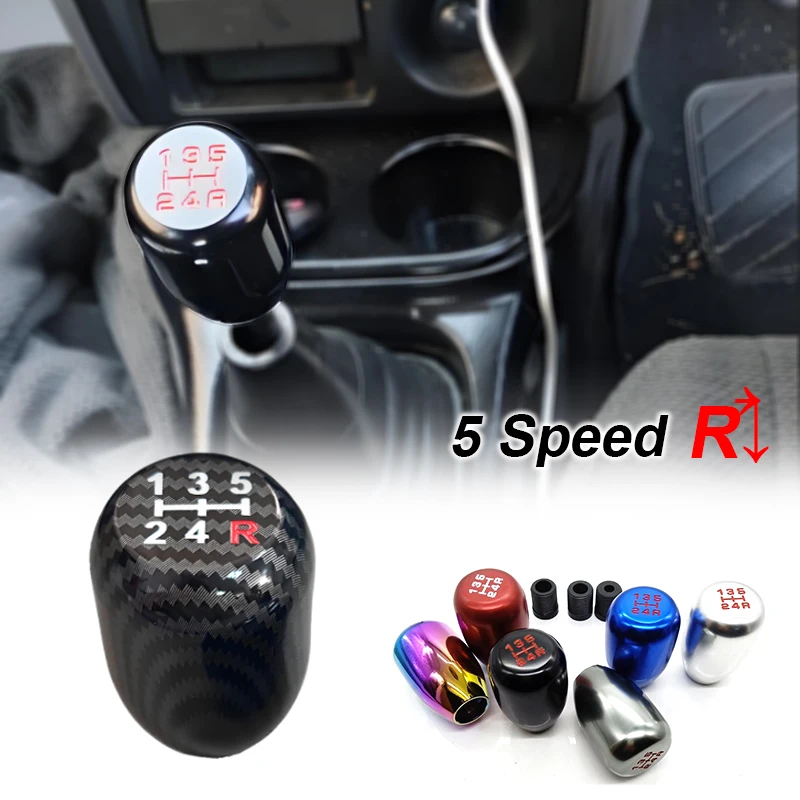 Universal 5 Speed Car Gear Shift Head Aluminum alloy Car Control Lever Knob Gear Shift Gead Carbon color Car Gear Shift  Gandle