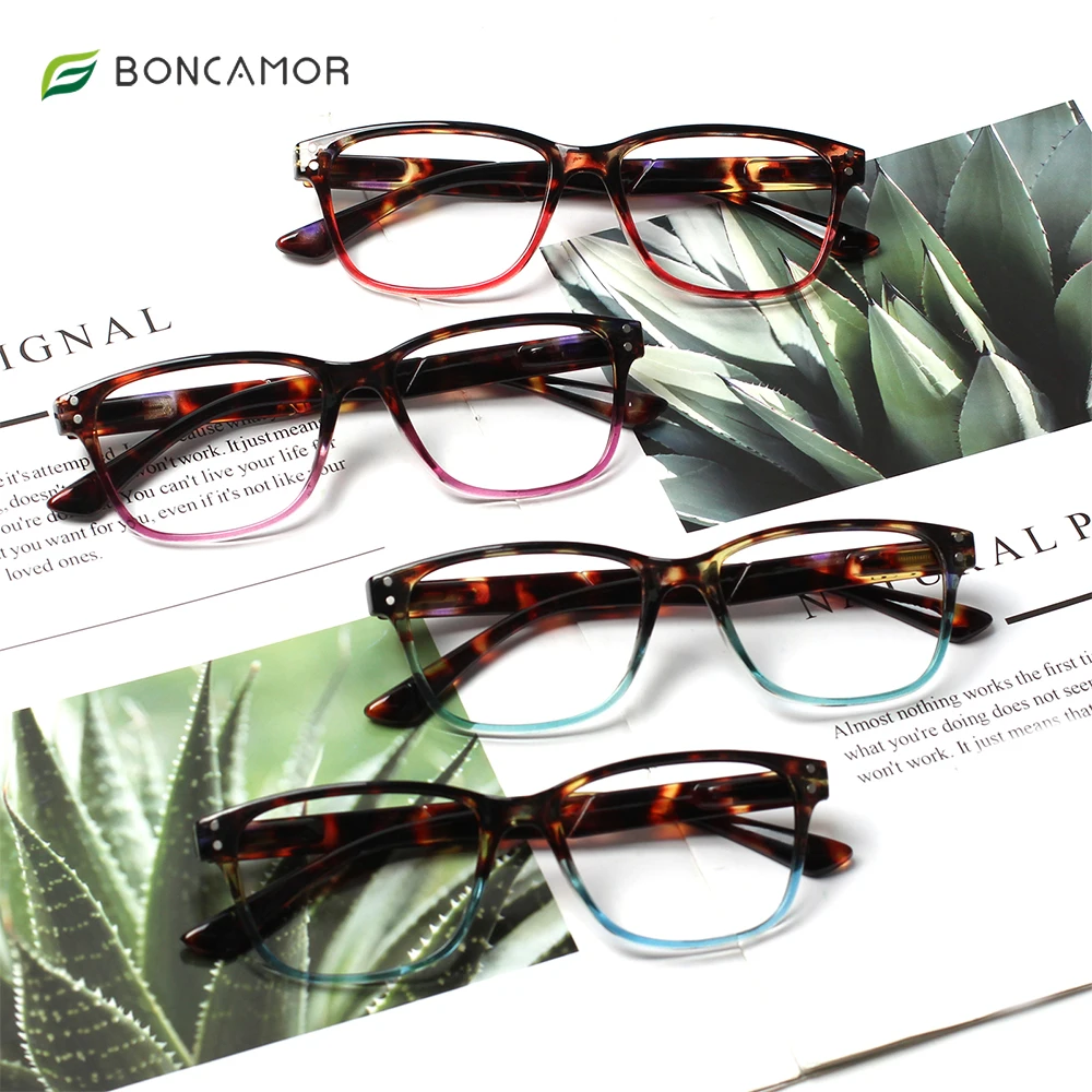 Boncamor Blue Light Blocking Reading Glasses Spring Hinge Anti UV Computer Eyeglasses Men Women Decorative Eyewear