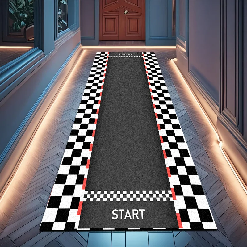 VIKAMA Track Design Carpet Durable Non-Slip Home Decor for Living Room, Bedroom, Kitchen, Hallway - Durable Polyester Fibre Mat