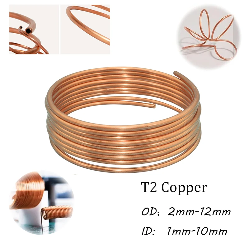 1meter Soft Coppers Tube Coil (OD 2-8mm ID 1-6mm) Pure Coppers Pipe for AC Cooling Refrigeration HVAC & DIY Craft Projects