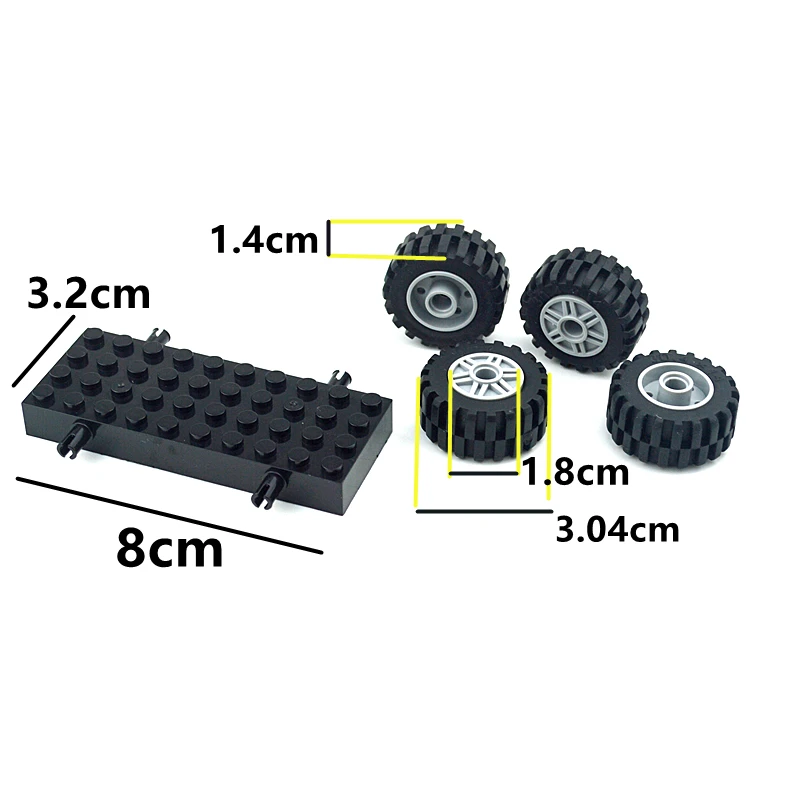 MOC Bricks City Wheel Kit Technical Parts Creative Building Blocks Car Truck Vehicle Wheels Tyre Axle Plate Accessories Kid Toys