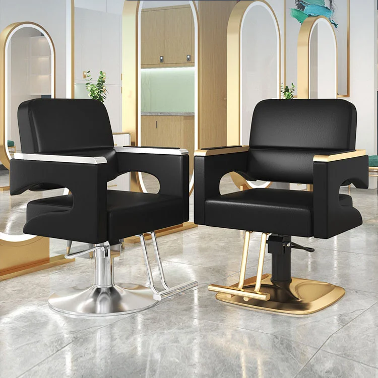 Barbershop Chair Hair Stable Beauty Salon Hair Chair Rotatable Lifting Stainless Steel Armchair Salon Furniture