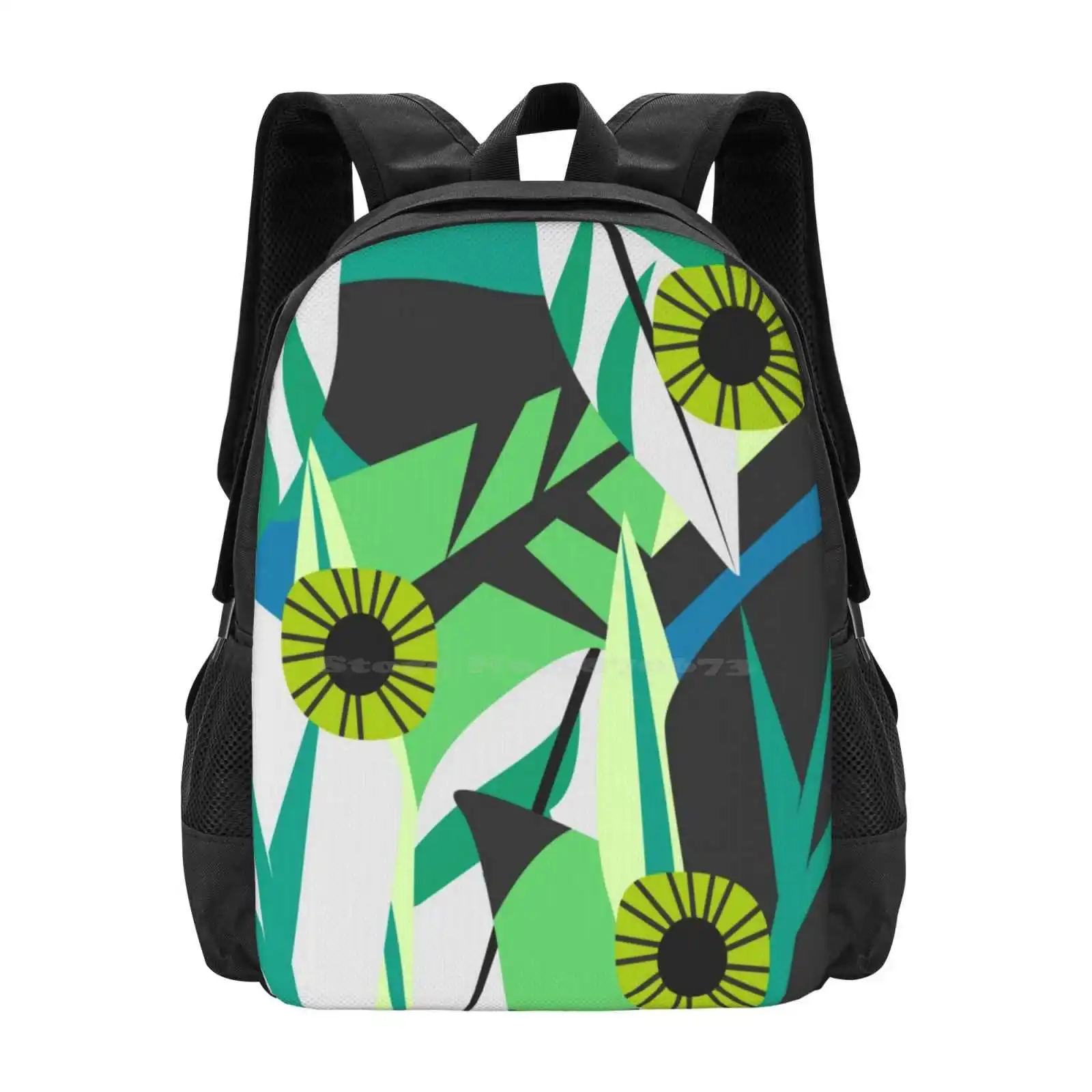 

Fresh Tropical Decor Hot Sale Schoolbag Backpack Fashion Bags Tropical Fresh Summer Flowers Leaves Leaf Island Jungle Greens