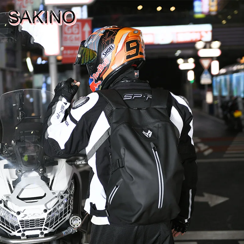 SAKINO New Motorcycle Multi-Functional Riding Helmet Backpack Large Capacity Oxford Riding Bag Waterproof Unisex