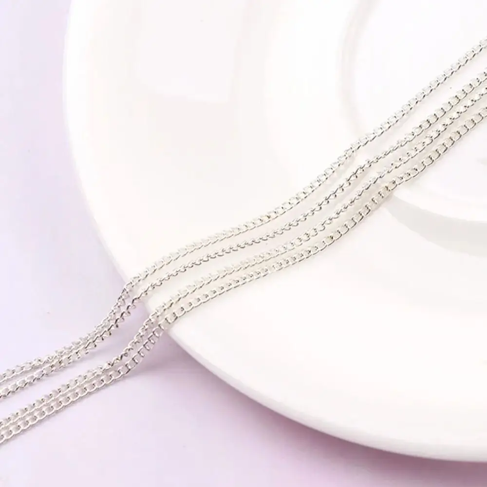 Fashion 0.8~1 Meter Length Nail Chain Width 2mm Silver Metal Chain Punk Style DIY Hollow Nail