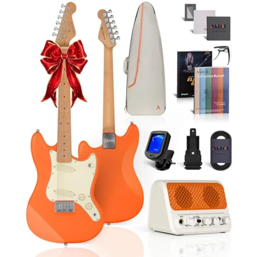 

36-inch Electric Guitar: 3/4 Size Mini Electric Guitar Kit with Solid Body 1.5 In Neck Width for Beginners 10W Amp Gig Bag Stri
