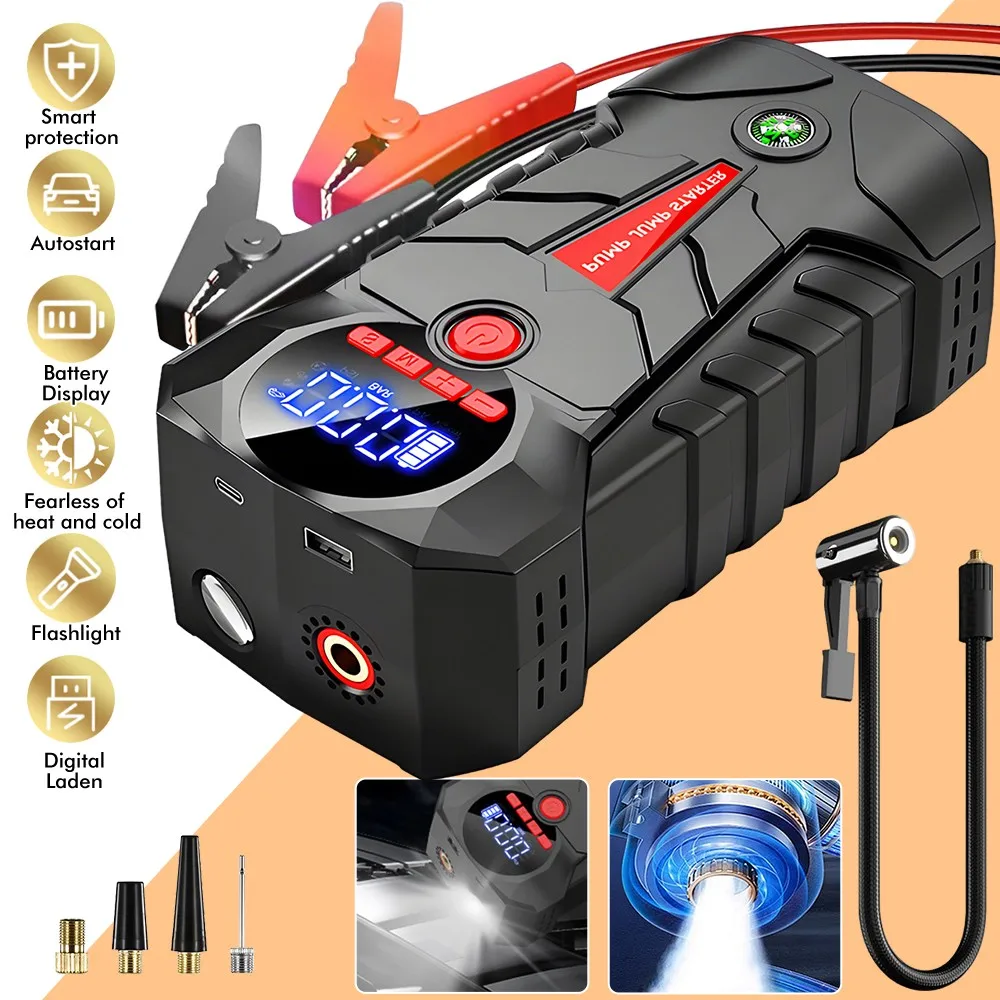 

Портативное пусковое устройство для автомобиля 12В с компрессором, аккумулятор 6000 мАч, насос для подкачки шин, LED-фонарь для автомобилей с бензиновыми и дизельными двигателями 12В