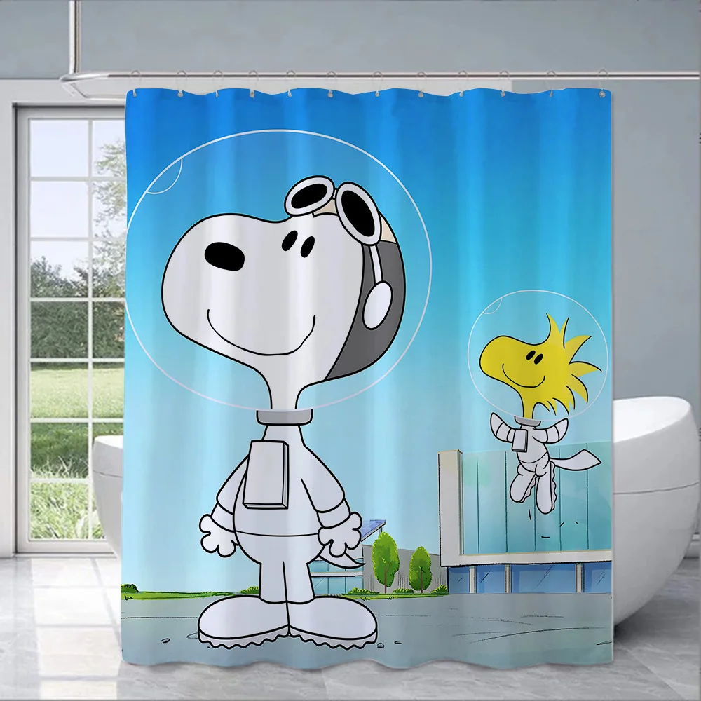 Cartoon Cute S-Snoopy Shower Curtain Waterproof Polyester Fabric Paint Colorful Bath Curtains Home Bathroom Curtain With Hook