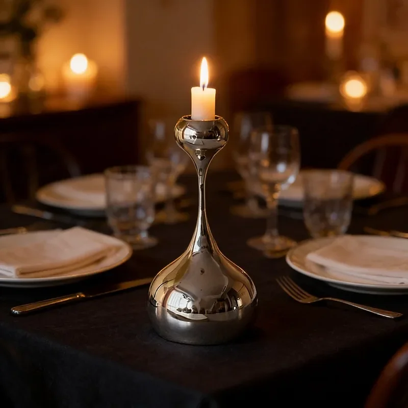 Modern Metal Candle Holders Silver Droplet Modelling Candle Stands Dining Room Candlelight Dinner Luxury Home Decorations