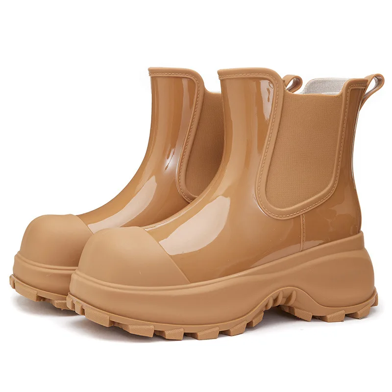 Botas de lluvia de EVA para hombre y mujer, zapatos impermeables con suela gruesa y tapa media, Unisex