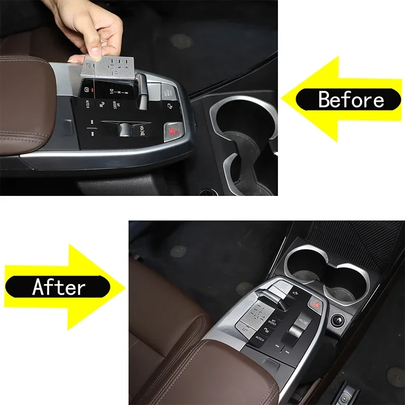 

For BMW X1 U11 2023+ Aluminum Alloy Silver Car Center Control Gear Double Flash Button Sticker Car Interior Accessories 4Pcs