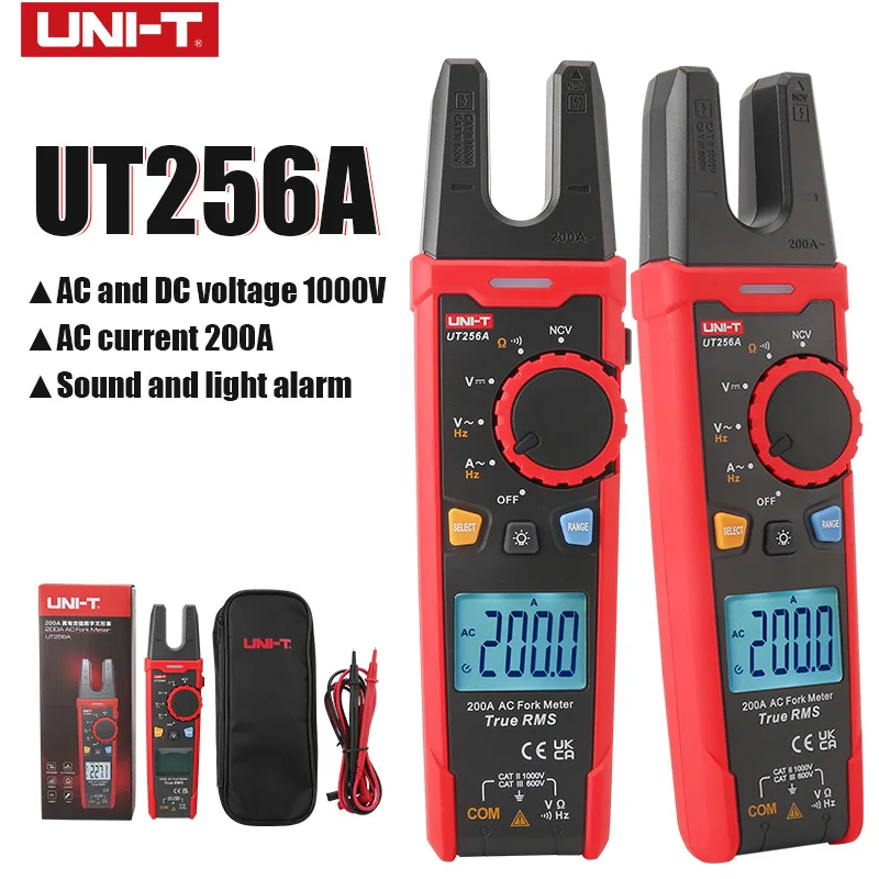 UNI-T Fork Meter UT256 60A AC DC Current Digital Clamp Meter True RMS Pliers Ammeter NCV Ohm Electrical Tester High Precision