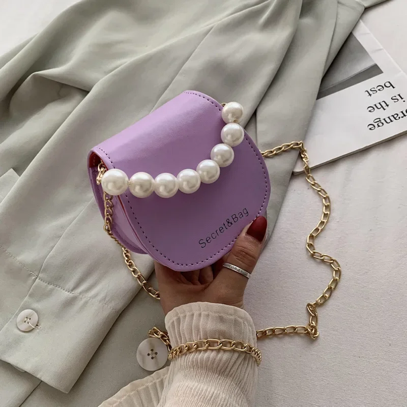 Women Mini Handbags New Elegant Shoulder Messenger Bag Portable Chain Bags Girl Pearl Crossbody Rhombus Small Square Bag