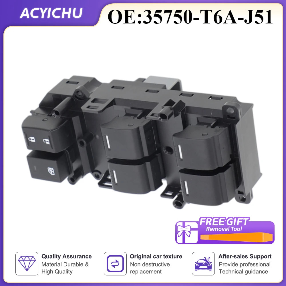 For Honda Odyssey Elysion Auto Parts Electric Window Lifter Switch Power Control Switch 35750-T6A-J51 Suitable