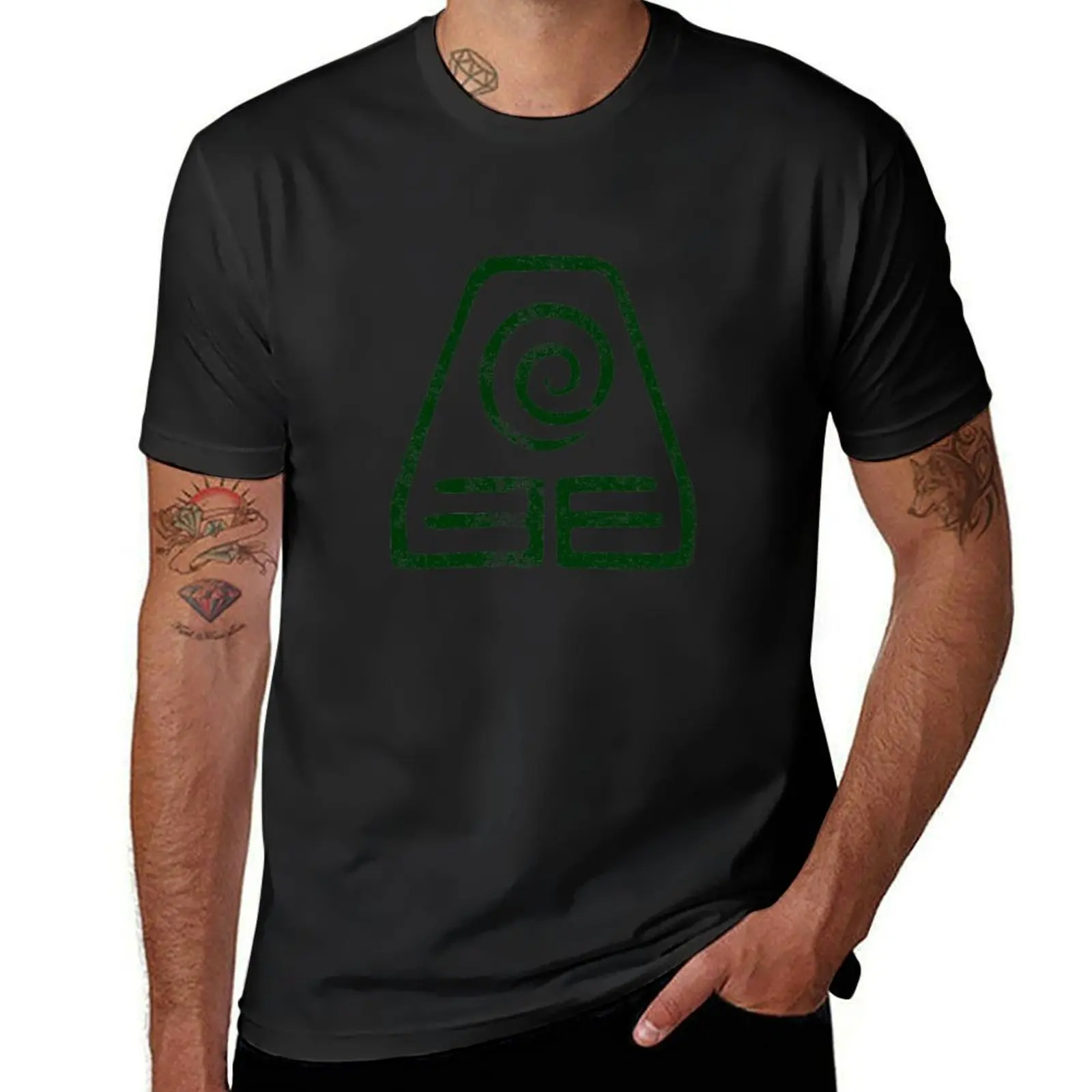 Camiseta desgastada con logotipo earthfold, ropa estética hippie, ropa para hombre