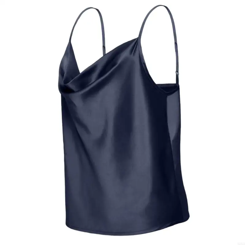 2026 New Women's V-neck satin vest, draped neck camisole, silk sleeveless top