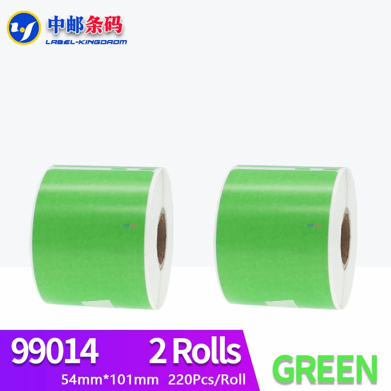 2 Rolls Generic Dymo 99014 Green Color Label 54mm*101mm 220Pcs Compatiable for LW450 Turbo Printer