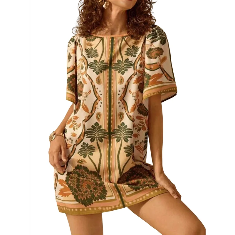 【ดู】ชุดเม็กซิกันแบบดั้งเดิมสําหรับผู้หญิงดอกไม้ปักแขนสั้น Boho ชุดเดรสฤดูร้อน Fiesta Dresses